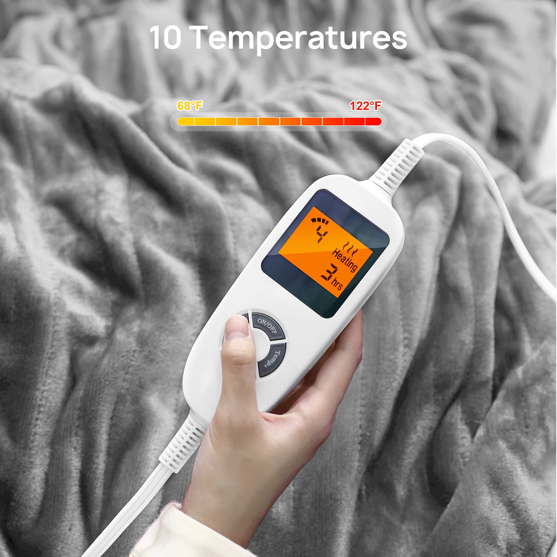 Electric Heated Blanket, Heated Throw Blanket 50" x 60" Soft Flannel Fast Heating Blanket with 10 Heating Levels, 1-12 Hours Timer, Auto-off Protection, Gifts for Women Men
