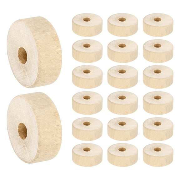Uxcell Slab Wooden Wheel, Flat Unfinished Wood Hobby Wheel for Base Model Cars Trucks 1" Dia. 3/8" Thick 1/4" Hole