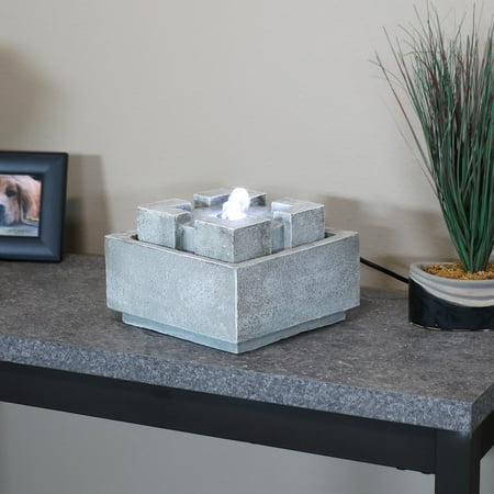 UPC: 0810011713185 | Sunnydaze Indoor Home Office Decorative Square Dynasty Bubbling Tabletop Water Fountain Feature – 7