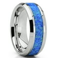 thumbnail image 5 of Metal Masters Mens Tungsten Carbide Wedding Band Ring Blue Green Simulated Opal Inlay 8mm 9, 5 of 7