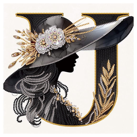 5D DIY Diamond Painting Kit Elegant Lady Letter U Special Shape Creative Diamond Craft Suitable for Home and Office Decor, Festive Gifts