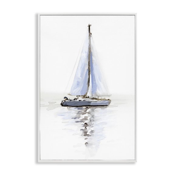 Stupell Industries Reflective Beach Sails Transportation Painting White Framed Art Print Wall Art, 12 x 18