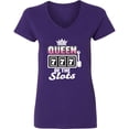 thumbnail image 3 of Inktastic Queen of the Slots Women's V-Neck T-Shirt, 3 of 5