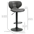 thumbnail image 3 of HOMCOM Tabouret de Bar Vintage Ensemble de 2 Chaises en Leathaire à Hauteur Réglable, 3 of 10