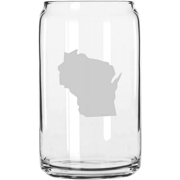 Wisconsin States Etched 16oz Libbey Can Glass