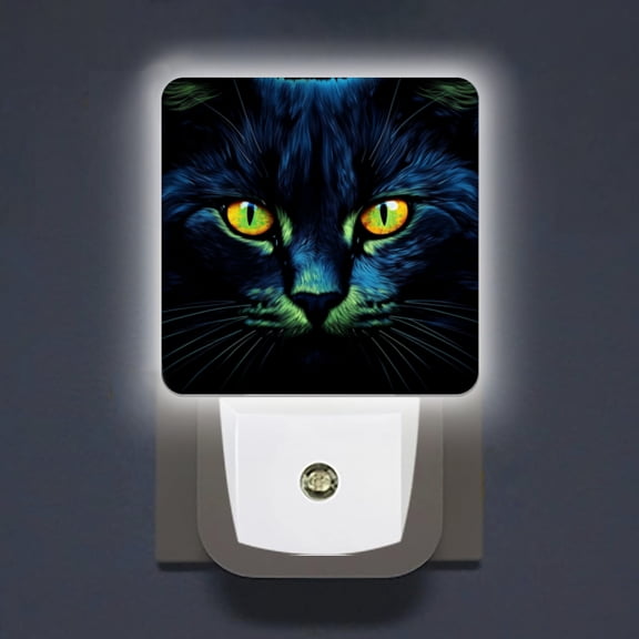 LED Night Lights Lamp with Dusk to Dawn Sensor, Black Cat With Glowing Eyes In The Dark Night Light Plug Into Wall for Kids Room, Bedroom, Bathroom, Kitchen, Hallway