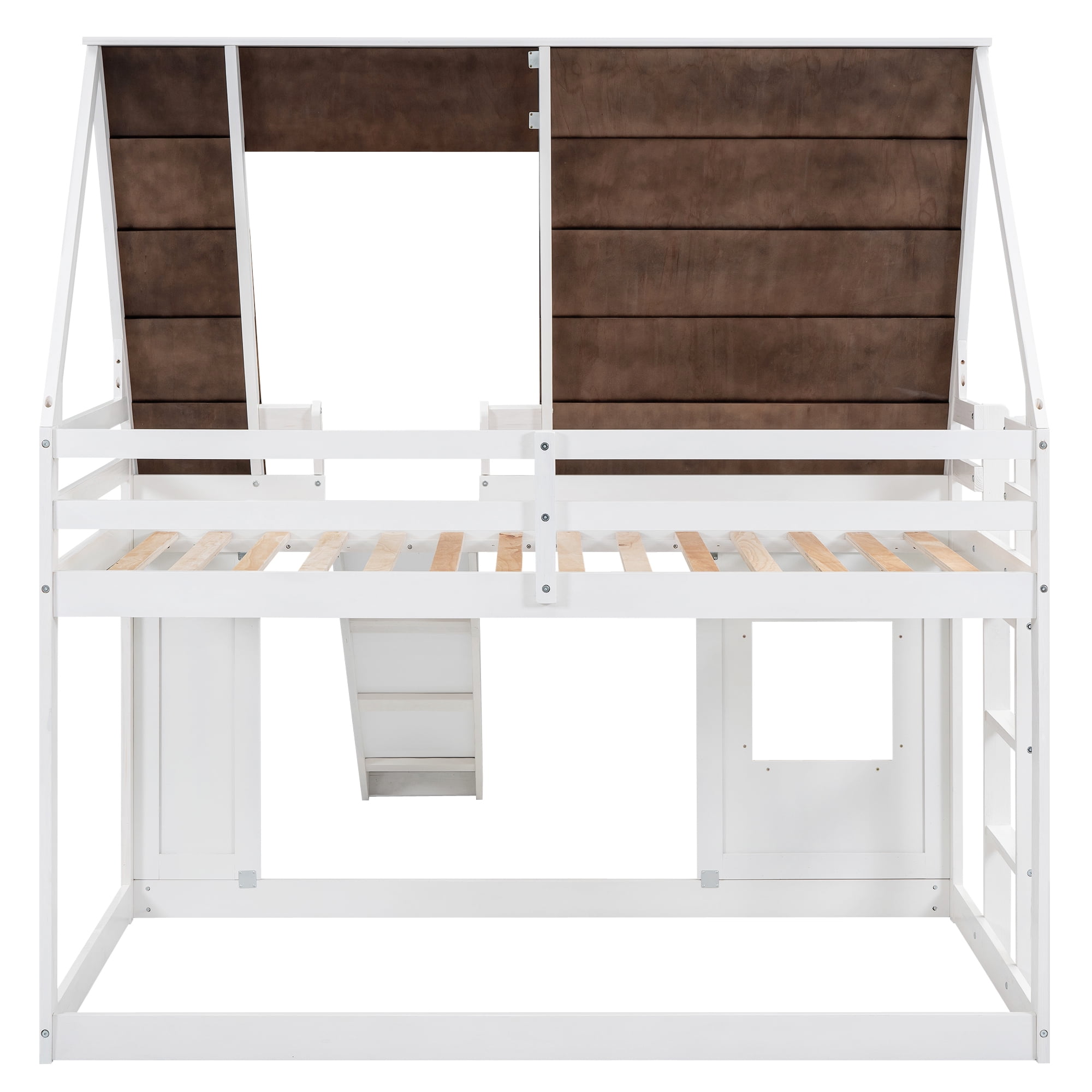 Euroco Pine Wood Bunk Bed, Twin for Kids Teens Bedroom, White