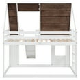 thumbnail image 6 of EUROCO Twin over Twin House Bunk Bed with Roof and Slide for Bedroom, White, 6 of 11