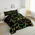thumbnail image 3 of jejeloiu Cartoon Cat Full Size Comforter Sets,Neon Stripe Kitten Bedding Comforter Set,Colorful Ombre Bedding Sets For Girls Boys,Super Cozy Room Decor Reversible,3 Pieces, 3 of 8