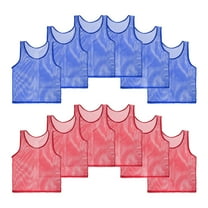 Unique Bargains 12 Pack Adults Sport Polyester Soccer Jersey Training Mesh Scrimmage Vests Dark Blue, Red