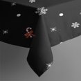 thumbnail image 3 of Black Christmas Ornament Pattern Rectangle Tablecloth 60"x84",Waterproof Polyester Rectangle Table Cloth, Wipeable Spillproof Polyester Tablecloth for Dining, Camping, Indoor and Outdoor, 3 of 5