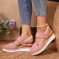 thumbnail image 4 of Dakaela Womens Espadrilles Sandals Closed Toe Slingback Platform Wedge Sandal Comfortable Casual Summer Dressy Slip on Shoes Pink 9.5, 4 of 9