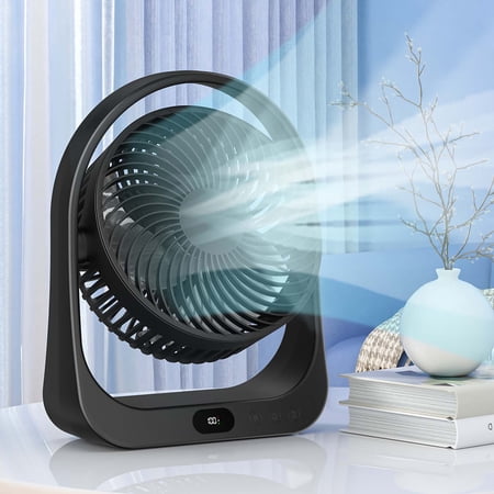 Desktop Fan Strong Wind Power & 8000mAh Battery 5-Speed Quiet Portable Desk Fan Built-in Rechargeable Personal Air Circulator for Home Office Outdoor Use