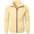 thumbnail image 5 of WIZUTIZ Men's Solid Color Zip Up Hoodless Sweatshirt Jacket Long Sleeve Warm Pocket Outerwear For Winter Daily, 5 of 6