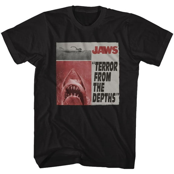 Jaws Newspaper Black Adult T-Shirt 6Xl