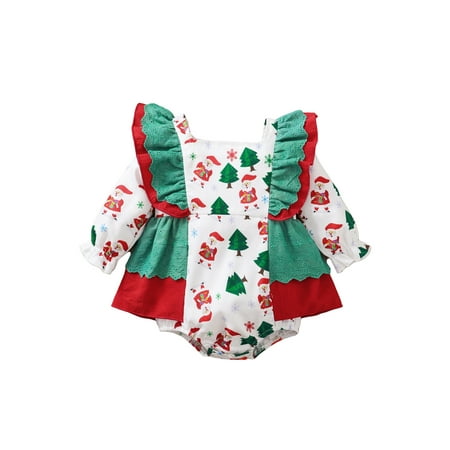 

Eyicmarn Baby Christmas Rompers Christmas Tree Print Long-Sleeve Jumpsuit