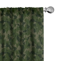 Camouflage Window Curtains, Simplistic Design Woodland Camo Pattern in Green Tones, Lightweight Decorative Panels Set of 2 with Rod Pocket, 56" x 84", Evergreen Sepia, by Ambesonne