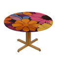 thumbnail image 3 of Patifu Flowers Round Tablecloth Stain-Resistant Washable Indoor Outdoor Table Cover 100% Polyester Ideal for Restaurants Weddings Parties 46"-50, 3 of 8