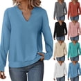 thumbnail image 2 of ShiShine Women's Casual Long Sleeve V Neck Sweatshirts Cute Loose Fit Lightweight Pullover Tops, 2 of 9