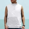 thumbnail image 2 of Mens T-shirts Men's Lightweight Softshell Vest Windproof Sleeveless Jacket For Travel Hiking Running Long Sleeve Shirr Mens Tops Dressy Casual Warm Bedroom Slipper And Shirt Long Sleeve White XL, 2 of 4