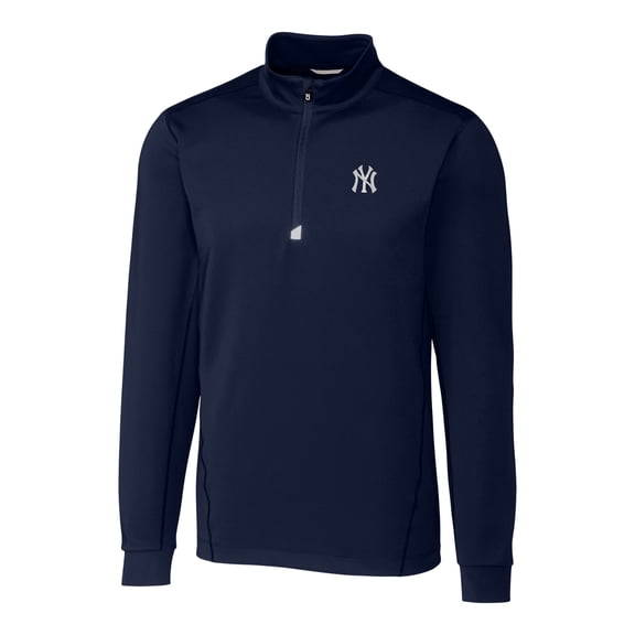 Men's Cutter & Buck Navy New York Yankees Big & Tall Traverse Half-Zip Pullover Jacket