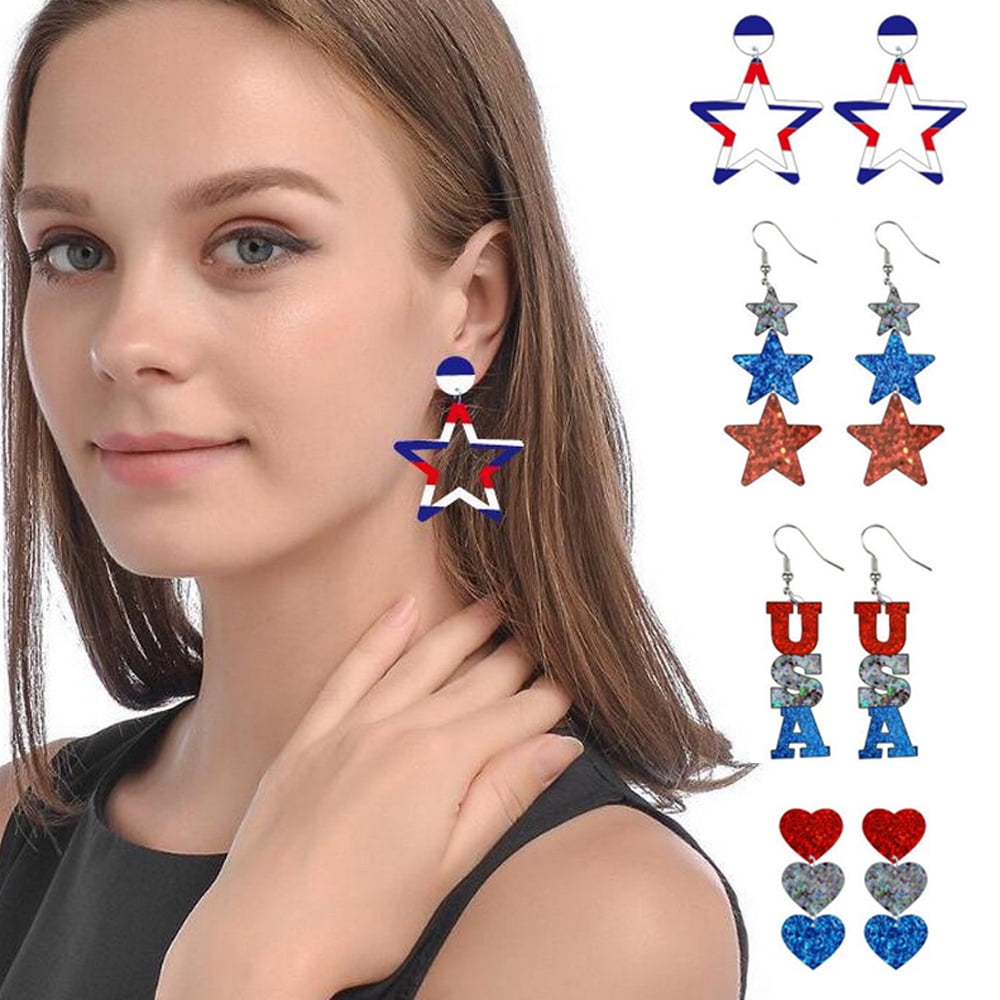  Mismatched Earrings for Women Love Hearts and Stars Sparkling  Multicolour Earrings Asymmetrical Earrings(A): Clothing, Shoes & Jewelry