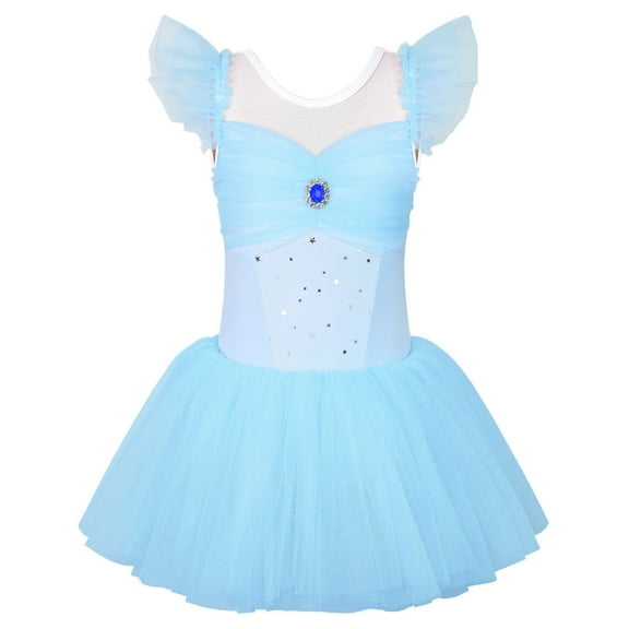 BAOHULU Princess Tulle Dress Ballet Leotard for Girls Ruffle Sleeve Dance Outfit