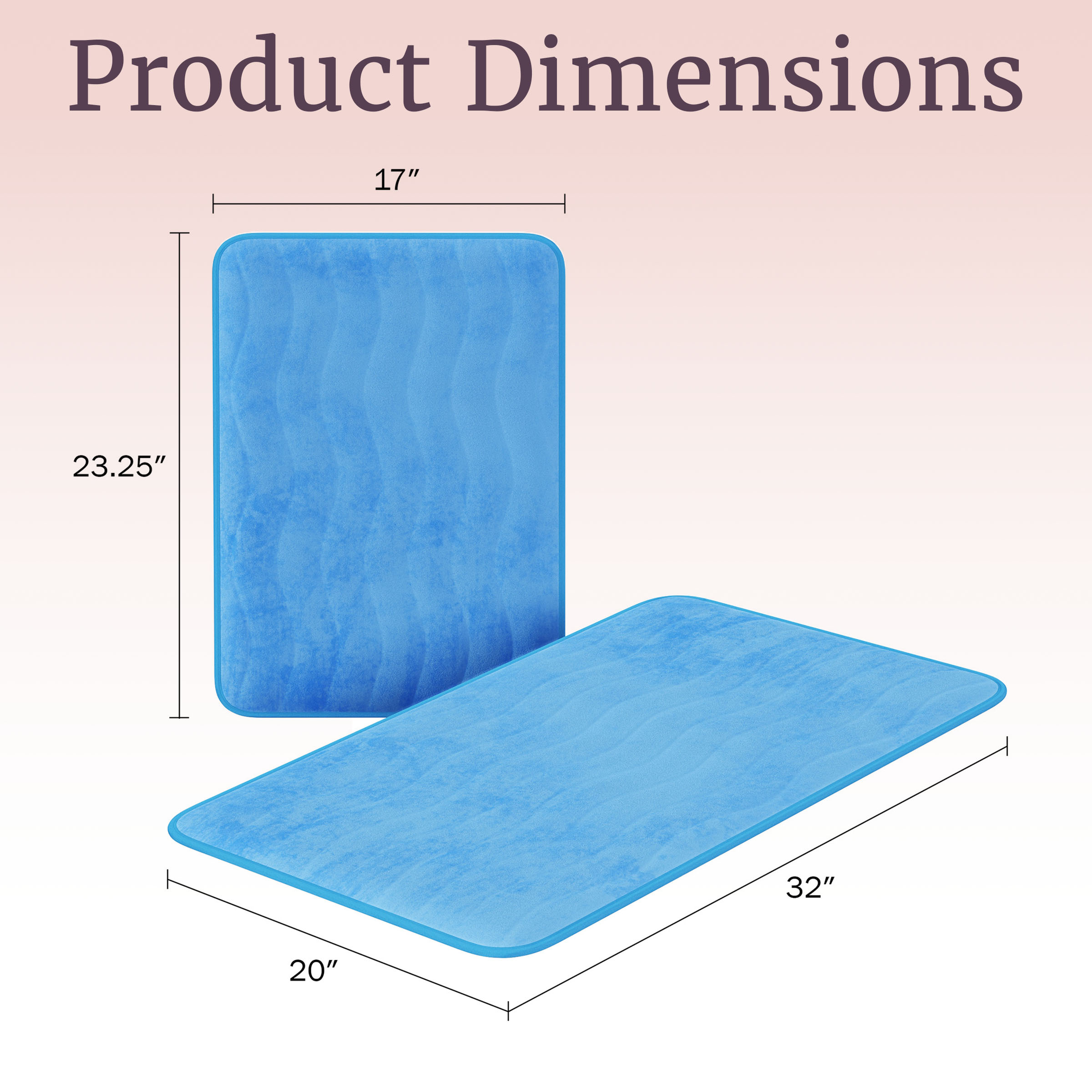 Bathroom Rug Set- 2-Piece Memory Foam Bath Mats- Wavy Microfiber Top-Non-Slip Absorbent Runner for Shower, Tub, Sink, or Kitchen by Somerset Home (Blue)