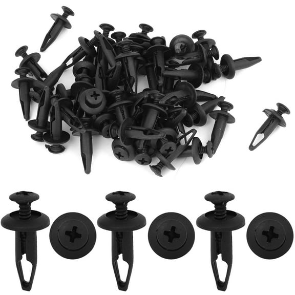 Unique Bargains 50 Pcs 6.3mm Hole Dia Plastic Push Fasteners Rivets Fender Clips for Car