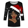 thumbnail image 4 of AGWOLF Ugly Christmas Graphic Sweathsirts for Women Lightweight 3/4 Sleeve Xmas Tops Crewneck Plus Size Holiday Pullover, 4 of 5