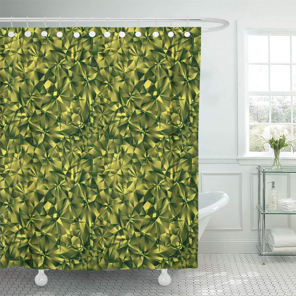 KSADK Green Facet Emerald Gem Jewel Shower Curtain Bathroom Curtain