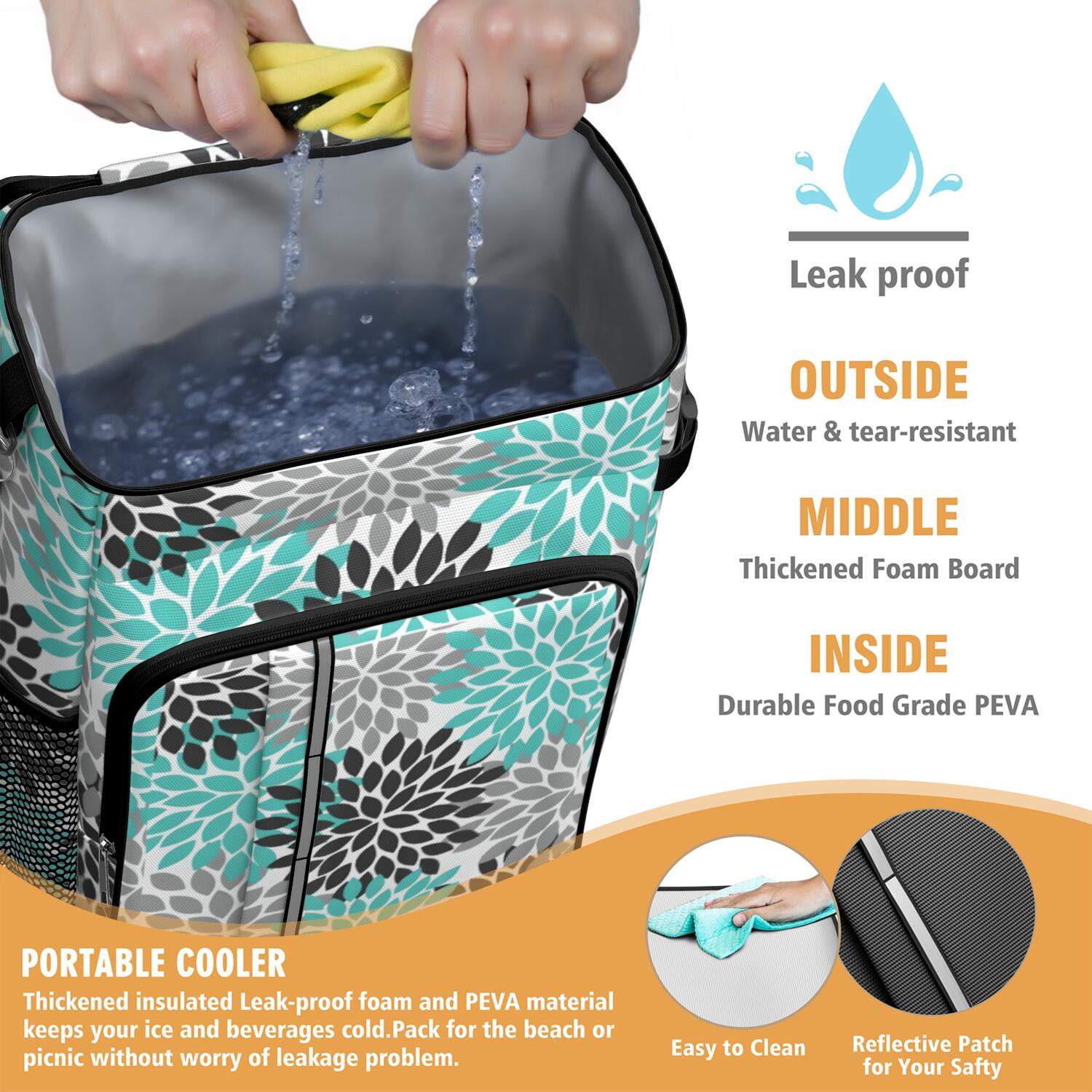 Travel Cooler Bag - Boho Bohemia Pioneer Flower Art Camping Beer Cooler Backpack with Bottle Opener- Waterproof Insulated Picnic Backpacks - Cooler Bag for Beach