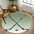 thumbnail image 3 of Round Rugs 7 Ft, Sage Green White Non Slip Area Rugs for Kitchen Bedroom Entryway, Modern Ombre Sports Game Ice Hockey Washable Carpet Runner Rug Floor Mats for Bedroom Home Decor, 3 of 9