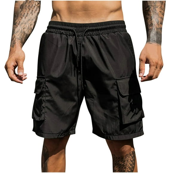 Shorts Men Cargo Below The Knee Cargo Shorts, Muscle Men's Sports and Casual Shorts Summer Loose Workwear Large Pocket Plus Size Five Quarter Shorts