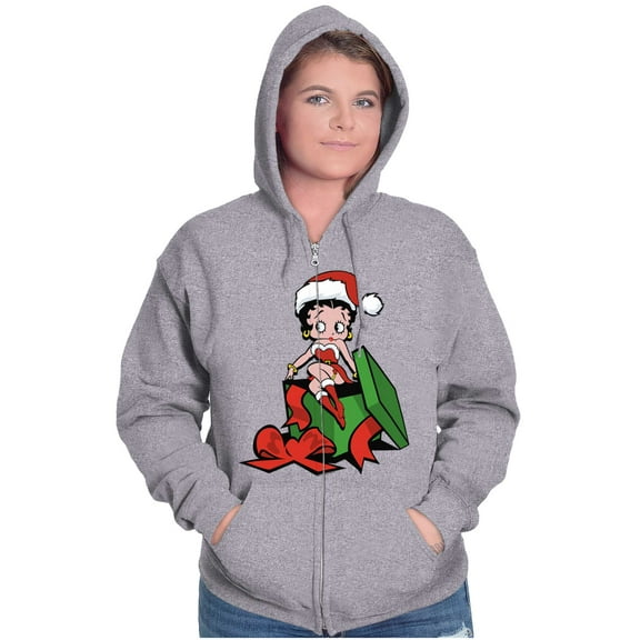 Cute Betty Boop Christmas Present Zip Hoodie Sweatshirt Women Brisco Brands S