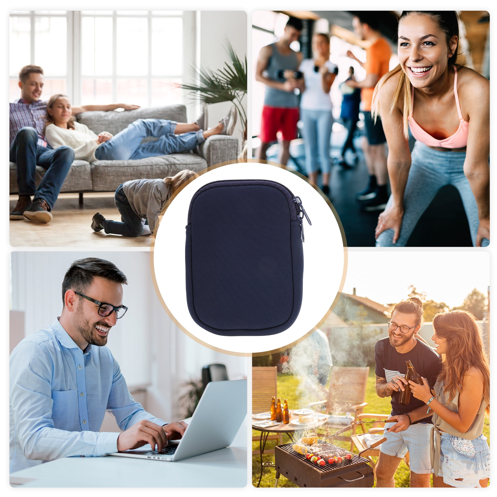 Unique Bargains 1Pc Durable Water Bottle Pouch with Single Pocket Navy Blue