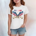 thumbnail image 2 of TOWED22 Kids American Flag Tops 4th of July Girls Shirts Patriotic Tee Tshirts Short Sleeve Holiday Outfit(White,3-4 Y), 2 of 5
