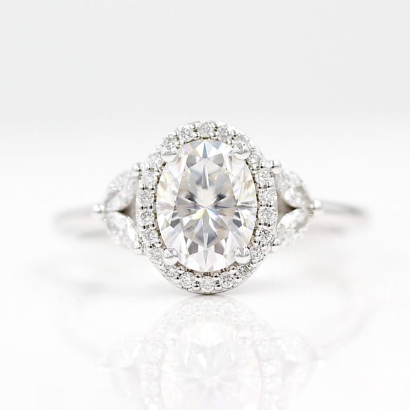 Kiva Jewel 1.69 Ct Oval Lab Created Diamond Engagement Ring for Women - 14K White Gold Plated - Beautiful Wedding and Proposal Ring - Ideal Gift for Birthdays and Special Occasions for Her