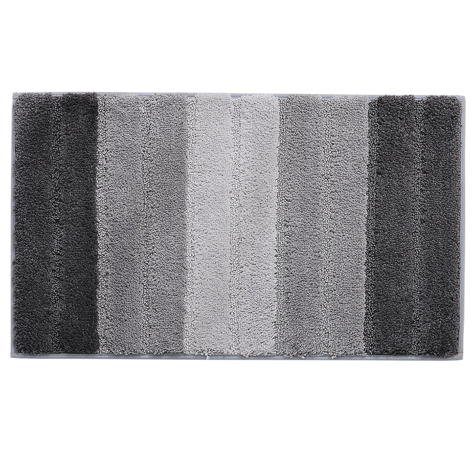Striped Bathroom Rug Gradient Bath Mat Non-Slip Door Mats Soft Shaggy Thick Bath Rugs Absorbent machine washable Floor Mats for Bath Room, Toilet, Bedroom, Kitchen，18''x 26''，Gray