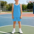 thumbnail image 2 of CAICJ98 Boys Girls Clothes Sleeveless Crewneck Breathable Tank Tops and Summer Shorts Sport Outfit 2pcs Sets (Blue,3-4 Years), 2 of 6