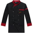 thumbnail image 2 of Chef Uniform Long Sleeve Catering Kitchen Work Shirt Men's Top for Spring Fall Professional Wear,Black,L, 2 of 4