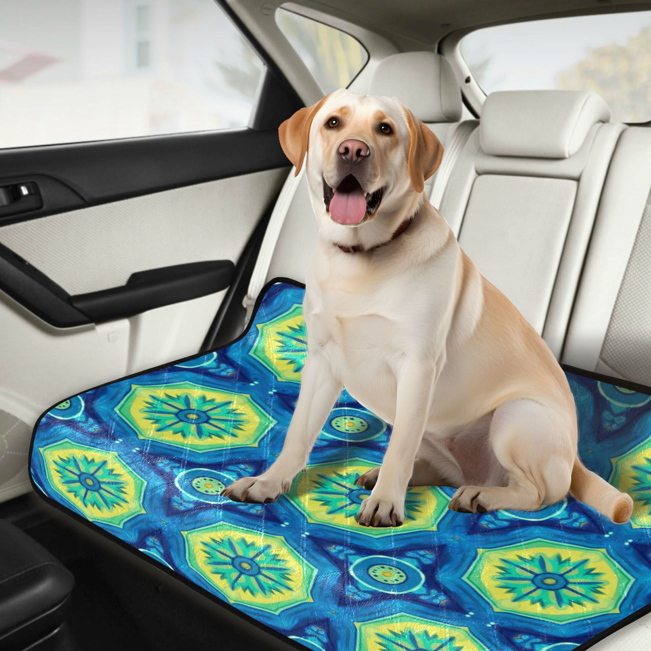 Qxltty Blue Tribal Style Pattern Cat litter Pads Pet Set of 3 Diaper Mats Center Anti-leakage Layer Absorbent Soft and Comfortable