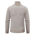 thumbnail image 4 of Iugvhana Mens Classic Fit Quarter Zipper Knitted Sweater Casual Splicing Slim Long Sleevee Stand Collar Sweaters Pullovers Beige L, 4 of 8
