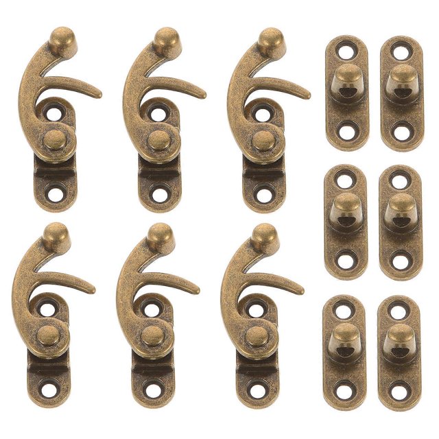 Dark Brown Antique Box Latch for Locking Case 6Pcs Vintage Hasp Set