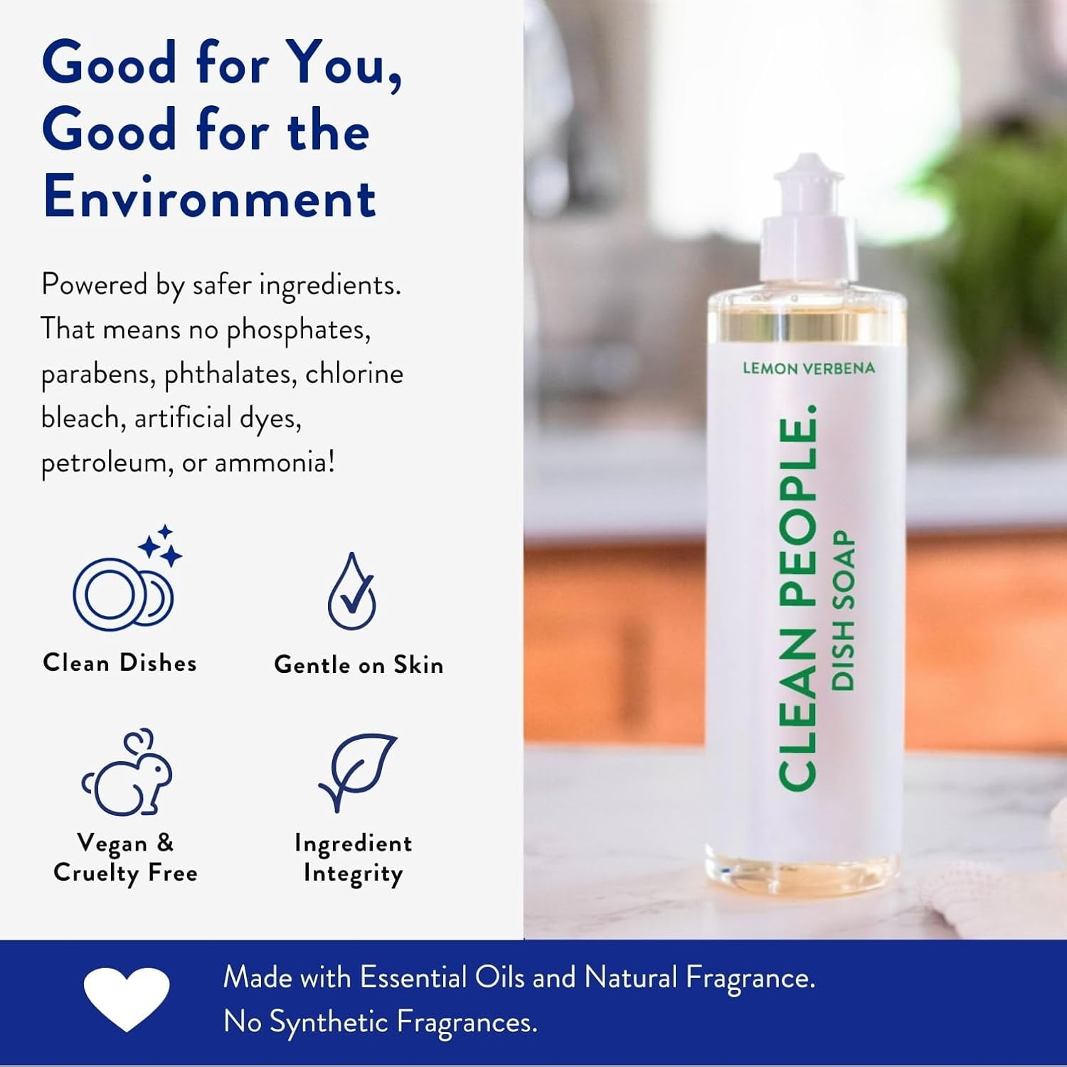 Liquid Dish Soap - Clean, Simple Ingredients Extra Scrubbing Power (Lemon Verbena Scent) 12 fl. oz (3 Pack)