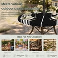 thumbnail image 6 of Round Outdoor Tablecloth with Umbrella Hole and Zipper, Black Striped Tablecloth with Elastic Waterproof, Farmhouse Black White Stripes Patio Table Covers for 31" - 35" Picnic Pool Tables, 6 of 9