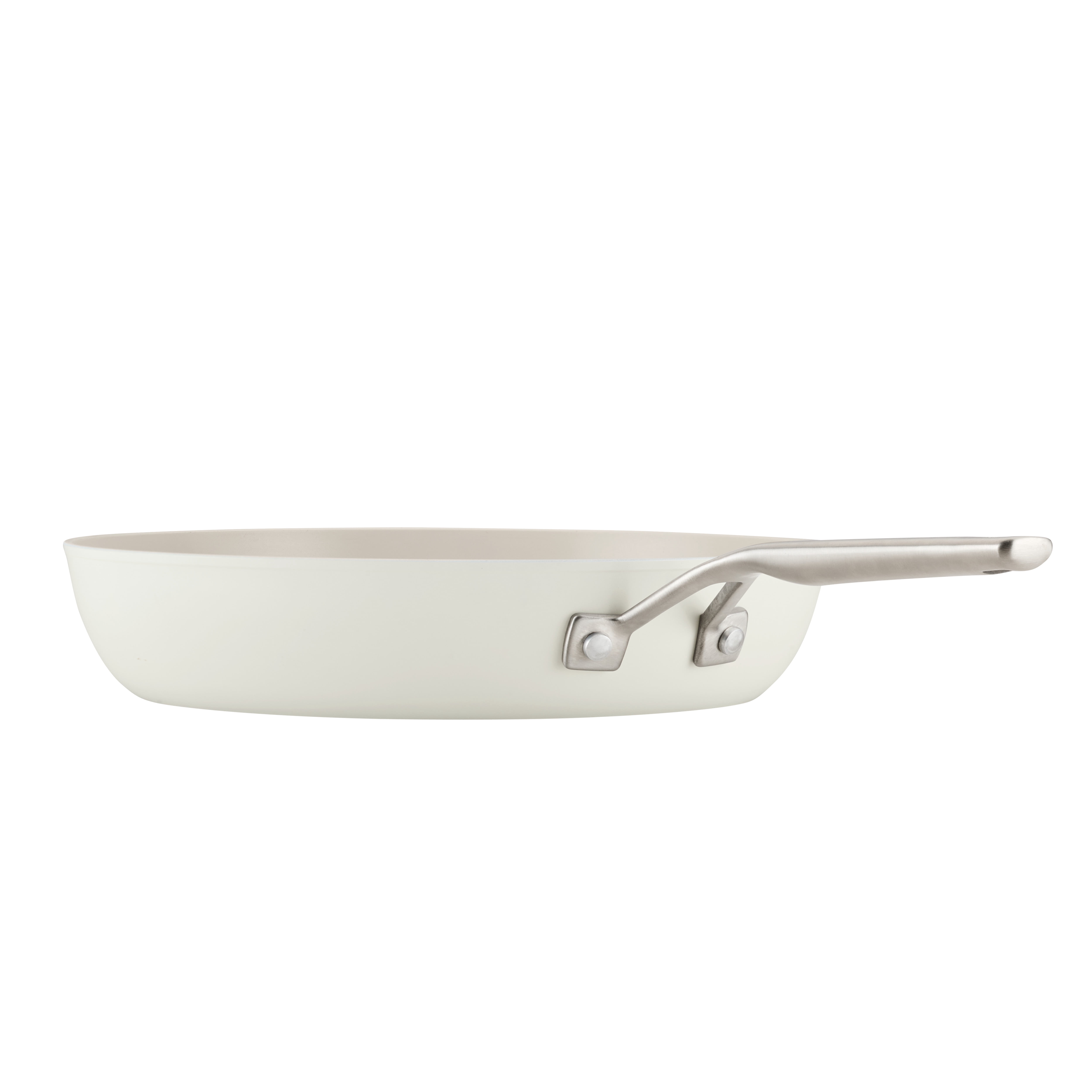 KitchenAid Hard Anodized 12.25 Inch Ceramic Nonstick Frying Pan, Oven Safe to 500°F, Porcelain White