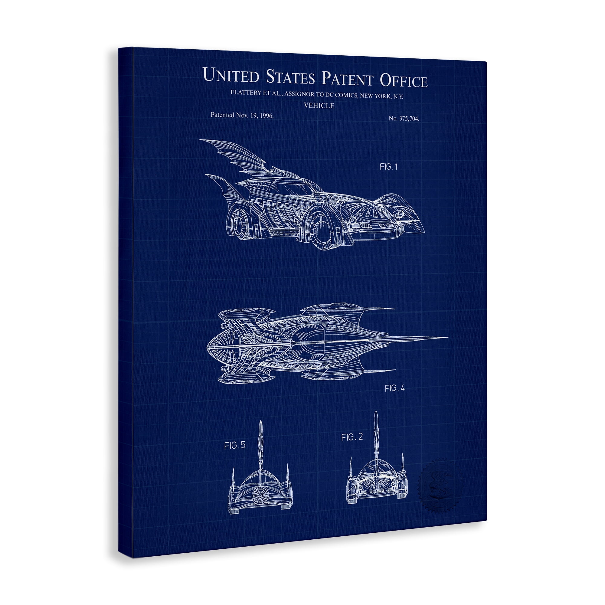 Stupell Industries Character Car Blueprint Transportation Painting Gallery Wrapped Canvas Art Print Wall Art, 36 x 48
