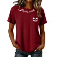 thumbnail image 3 of Ghost Pumpkin Vintage T-Shirts for Women Round Neck Short Sleeve Casual Tunic Tops Fall Blouses Red L, 3 of 6