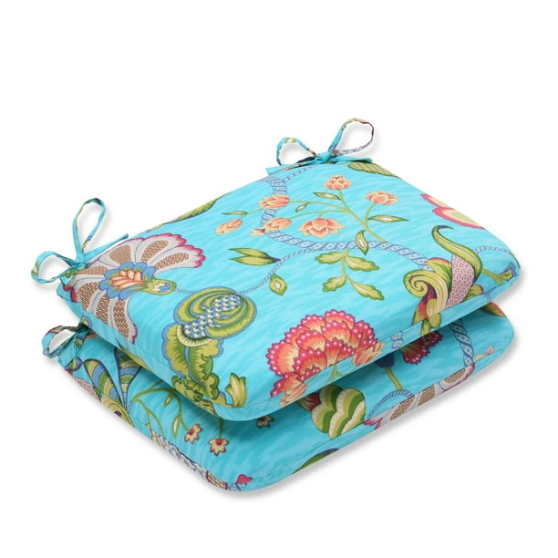 Pillow Perfect Outdoor/ Indoor Arabella Caribbean Blue Rounded Corners